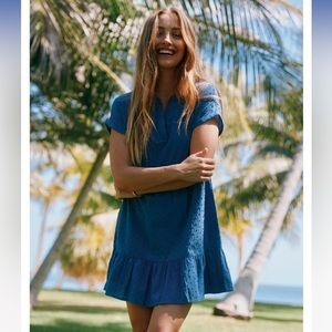 Southern Tide Collette Swiss Dot Blue Dress Size Medium